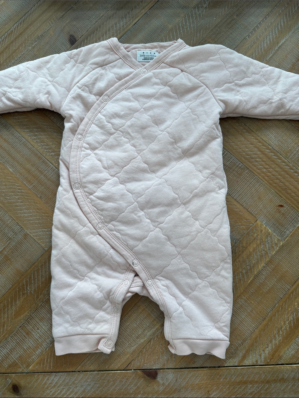 Rise Little Earthling Quilted Wrap Pink Baby One-Piece Romper